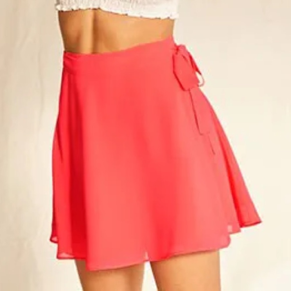 Forever21 Hot pink/ fiery red wrap mini skirt